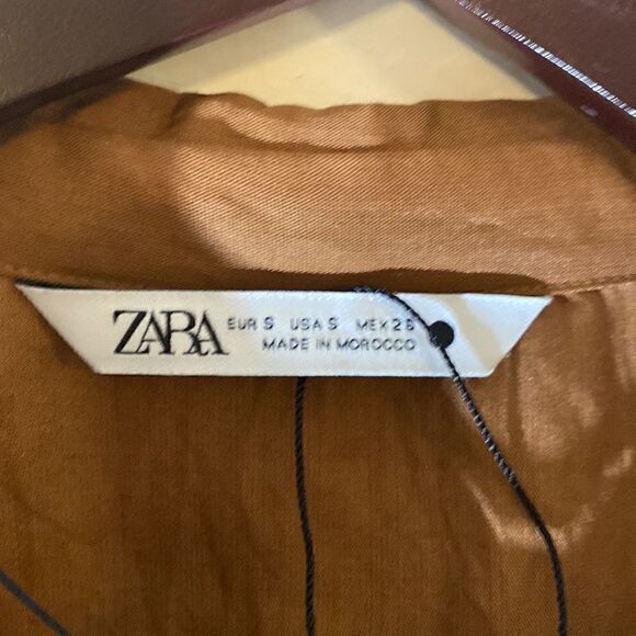 NWOT ZARA Blogger Favorite Brown Caramel Draped Shirt Maxi Dress - Picture 12 of 15
